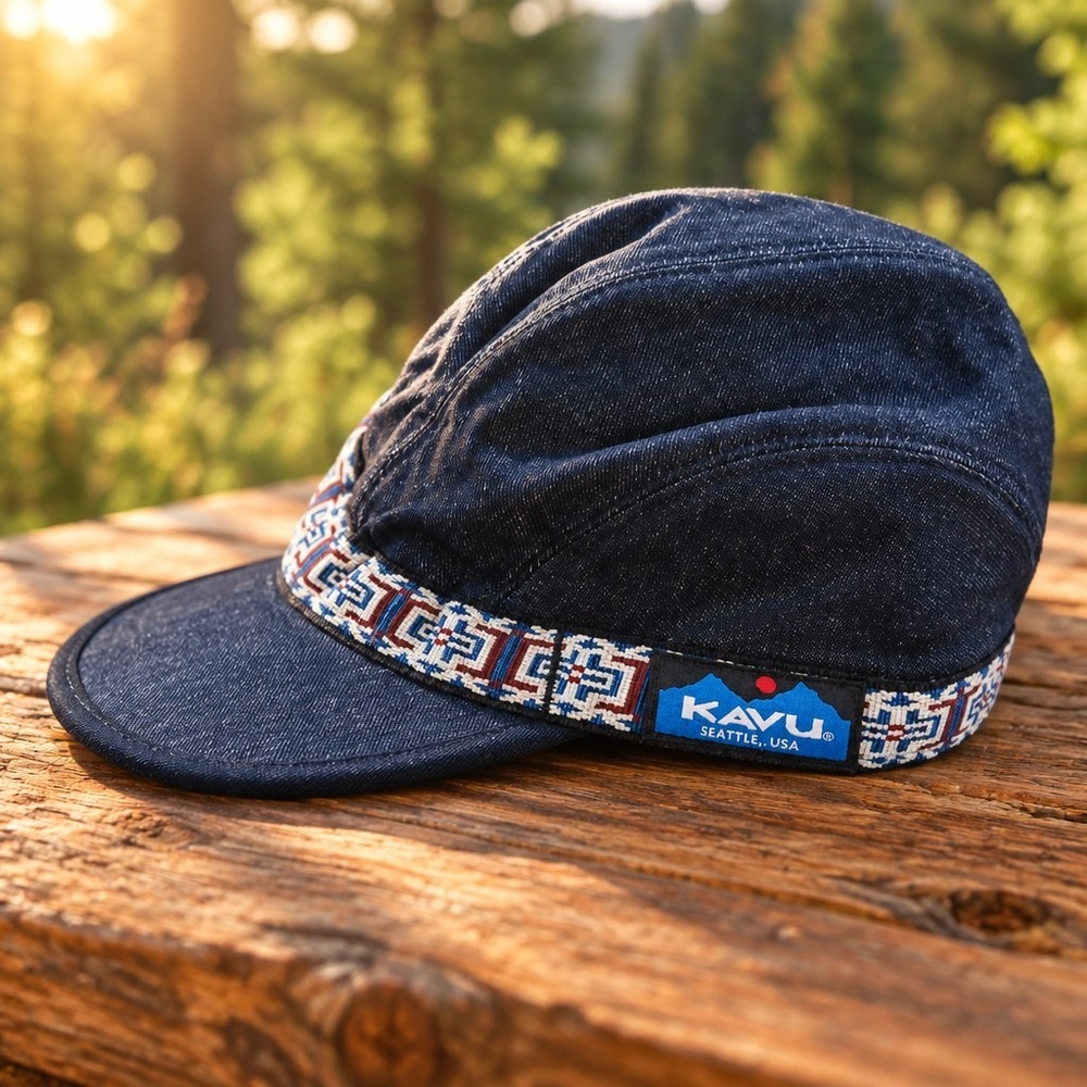 Vintage Kavu Nylon NAVY Buckle Strap Hat Cotton Men's M made in Seattle, USA